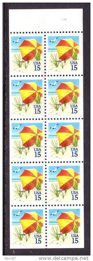 U.S.2443a  Booklet Pane  **  BEACH UMBRELLA - 1981-...