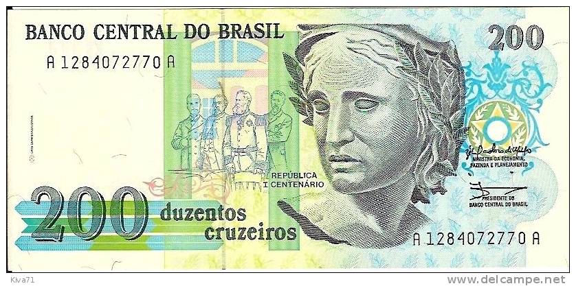 200 Cruzeiros     "BRESIL"     UNC       Ble 22 - Brésil