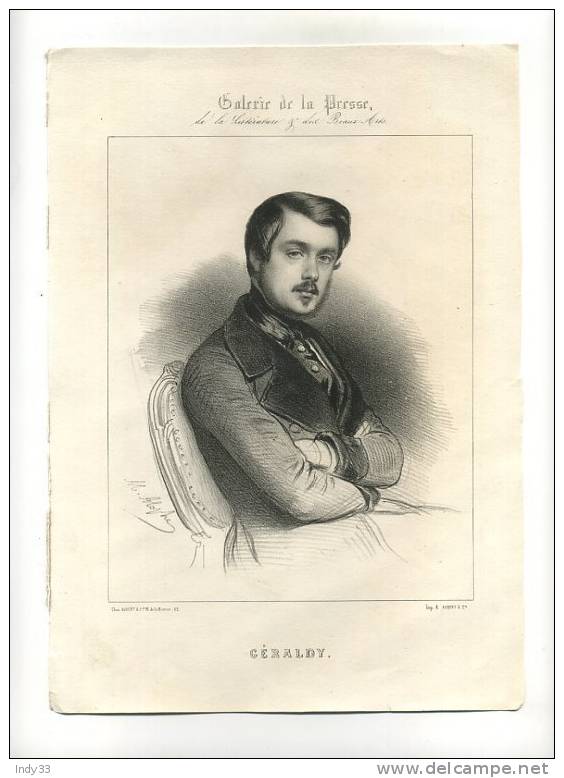 - PORTRAIT DE GERALDY . LITHO DU XIXe S. - Lithographien