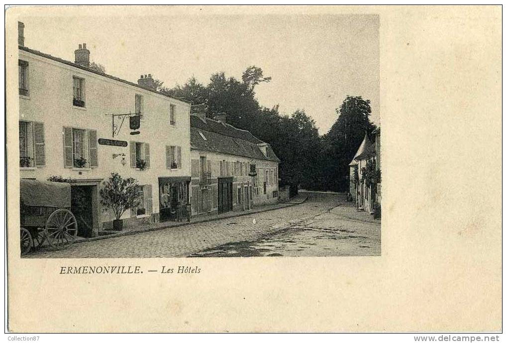 60 - OISE - ERMENONVILLE - ROUTE De SENLIS - LES HOTELS - PRECURSEUR CPA Des ANNEES 1900 - Ermenonville