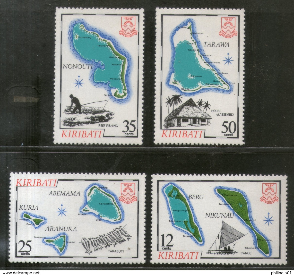 Kiribati 1983 Island Map Geology Ship Fish Sc 422-25 MNH # 961 - Eilanden