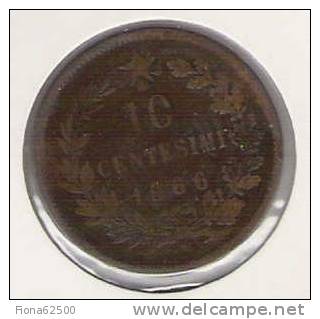 10 CENTESIMI . 1866 N . - 1861-1878 : Vittoro Emanuele II