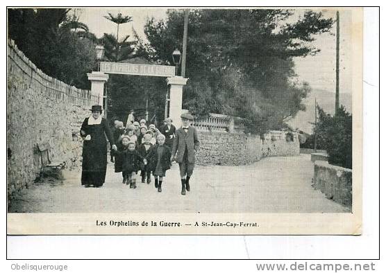 06 ST JEAN LES ORPHELINS DE GUERRE BELLE ANIMATION TOP TOP  VERSO STATUTS 1914 - Saint-Jean-Cap-Ferrat