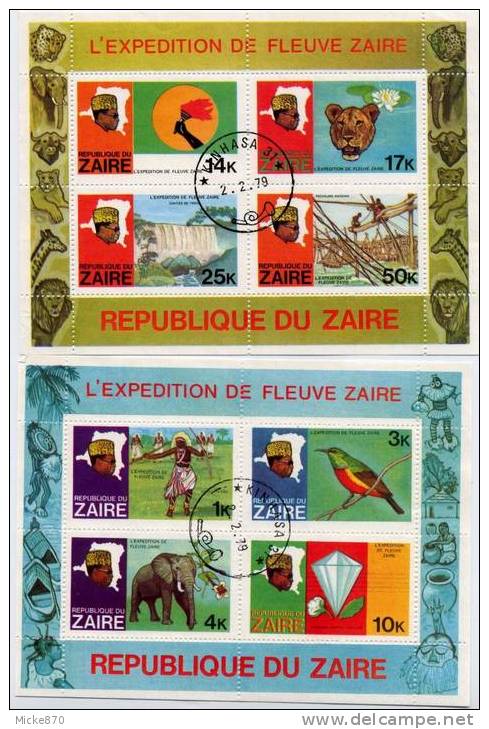 Zaire Bloc N°8 Et 9 Oblitere Expedition De Fleuve Zaire - Nature