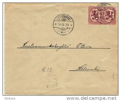 FS-R011/ FINNLAND -  Leivonmaki 1920, 40 P.-Wappen (Paar). - Covers & Documents