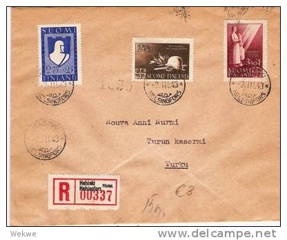FS-R012/ FINNLAND -  National Hilfe 1943. Inlandeinschreiben - Briefe U. Dokumente