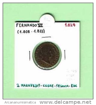 FERNANDO VII 2 MARAVEDIS COBRE SEGOVIA 1.827 EBC/XF       DL-755 - Andere & Zonder Classificatie