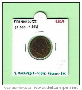 FERNANDO VII 2 MARAVEDIS COBRE SEGOVIA 1.827 EBC/XF       DL-755 - Otros & Sin Clasificación