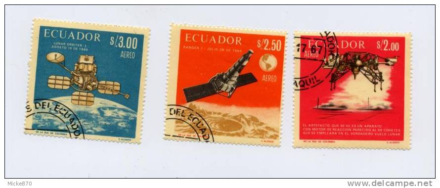 Equateur Poste Aérienn N°466 à 468 Oblitéré Satellites - USA