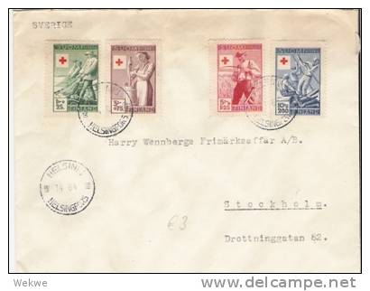 FS-M003/ FINNLAND -  Rotes Kreuz 1946, Komplett Auf Brief N. Schweden (red Cross) - Covers & Documents