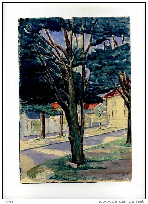 - PETITE RUE AVEC DES MAISONS  . AQUARELLE DATE 36 - Acuarelas