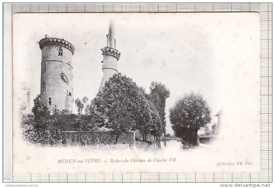 18  MEHUN Sur YEVRE Dos Bleuté 1900s RUINES CHATEAU CHARLES VII Ed: NEURDEIN 37 / N.VOYAGEE /C8922B - Mehun-sur-Yèvre