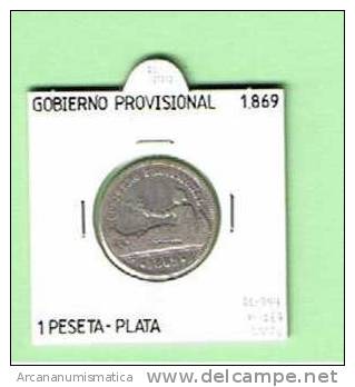 GOBIERNO PROVISIONAL Leyenda "Gobierno Provisional" 1 PESETA  PLATA 1.869  MBC- DL-777 - Other & Unclassified
