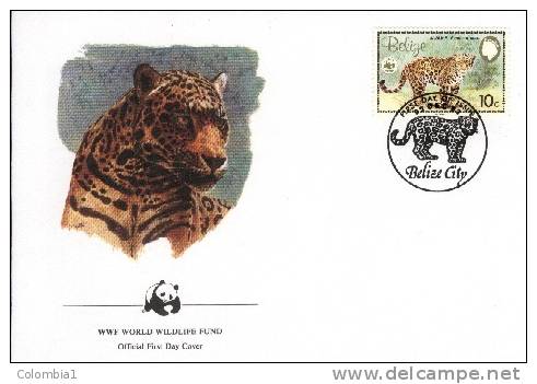 BELIZE Lettre 1er Jour Wwf 1983 JAGUAR 10C - Belize (1973-...)