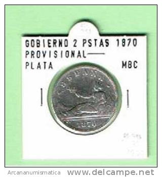 GOBIERNO PROVISIONAL 2 PESETAS  PLATA 1870 MBC   DL-793 - Altri & Non Classificati