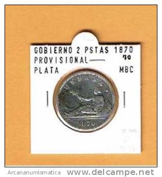 GOBIERNO PROVISIONAL 2 PESETAS  PLATA 1870 #70 MBC   DL-794 - Autres & Non Classés