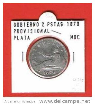 GOBIERNO PROVISIONAL 2 PESETAS  PLATA 1870 MBC   DL-795 - Altri & Non Classificati