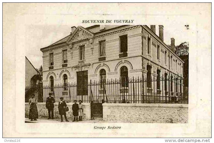 37 VOUVRAY Groupe Scolaire  Beau Plan Animé  1917 - Vouvray