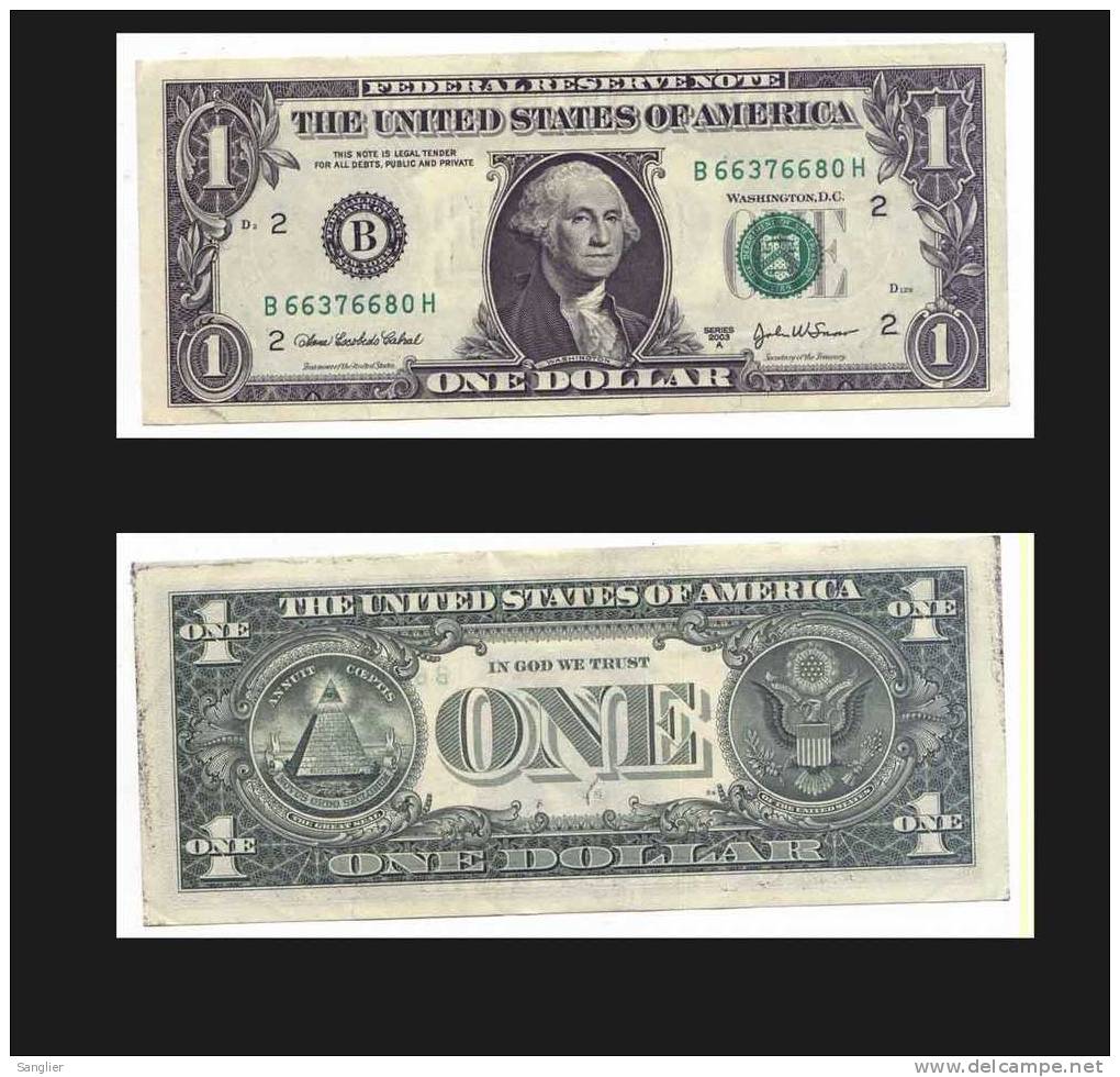 1 DOLLAR SERIES 2003 A N° B 66376680 H - Federal Reserve Notes (1928-...)