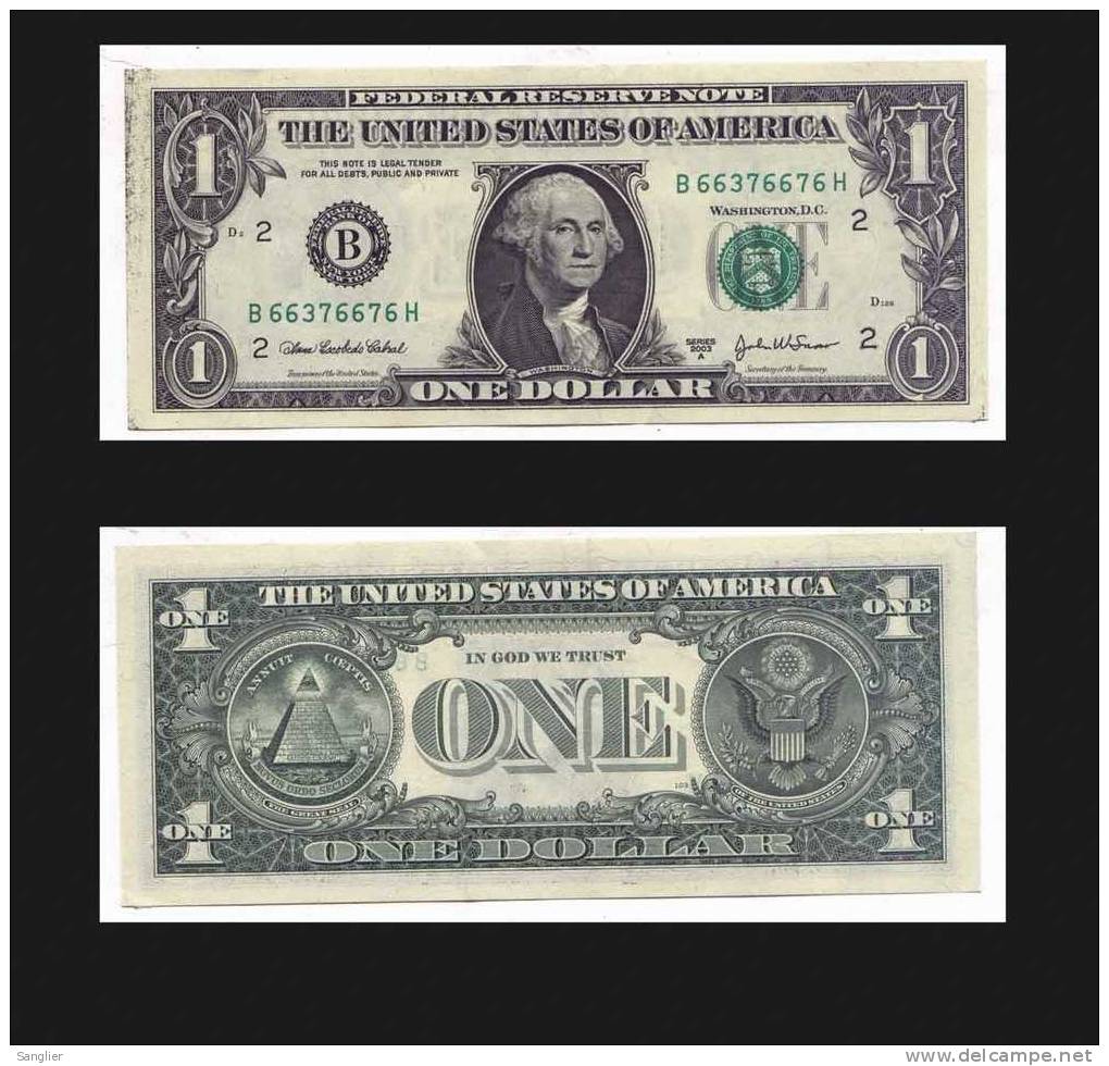 1 DOLLAR SERIES 2003 A N° B 66376676 H - Federal Reserve (1928-...)