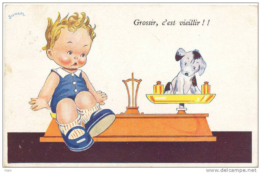 FANTAISIE - Illustrateur Janser - Enfant Et Chien Sur Une Balance (984) - Janser