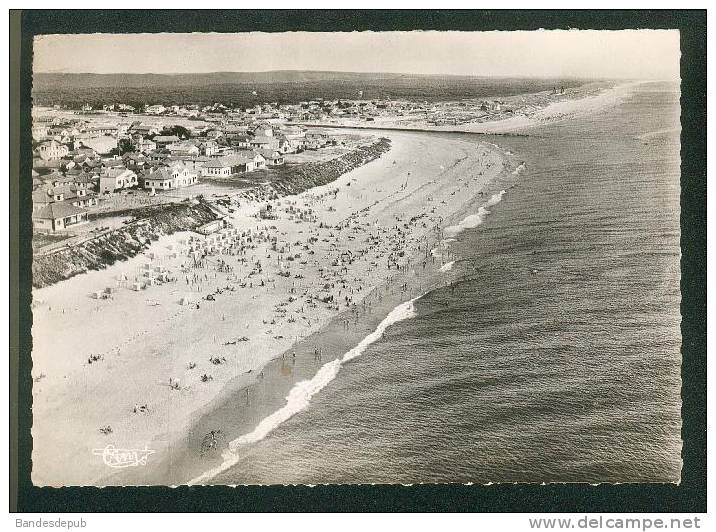 CPSM - Mimizan Plage - Vue Aérienne - Plage Sur L' Océan Et Embouchure Du Courant ( COMBIER CIM 201 A) - Mimizan Plage