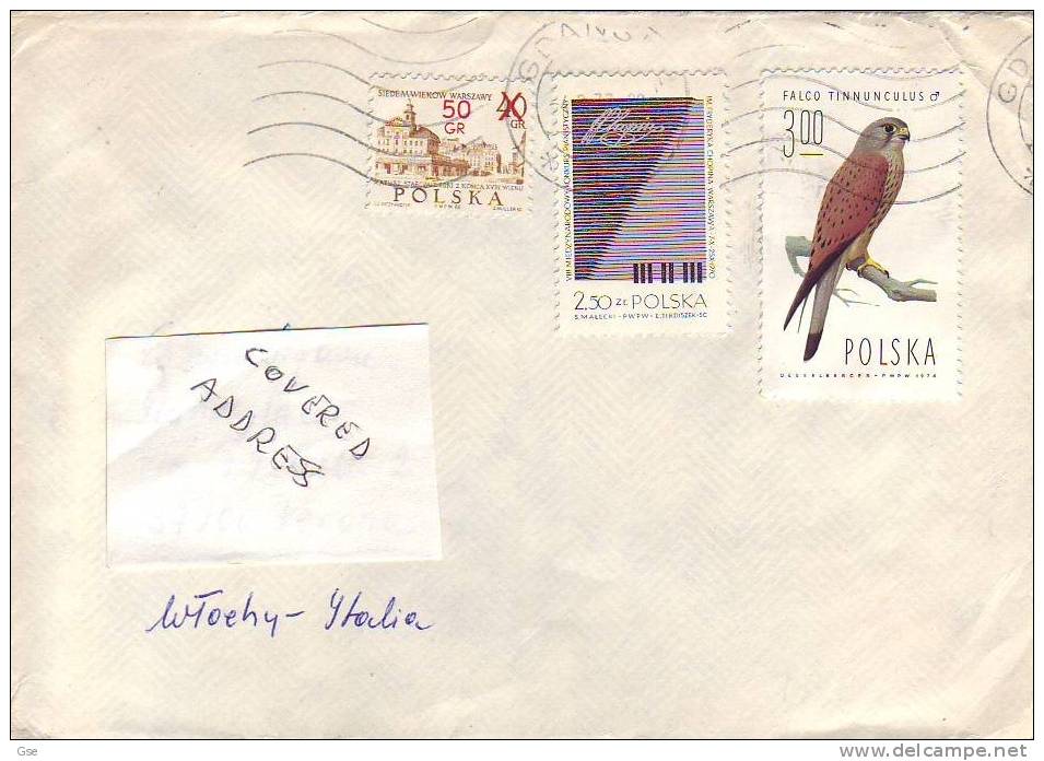 POLONIA 1974 - Yvert 2196  Su Lettera Per Italia -  Uccelli - Lettres & Documents