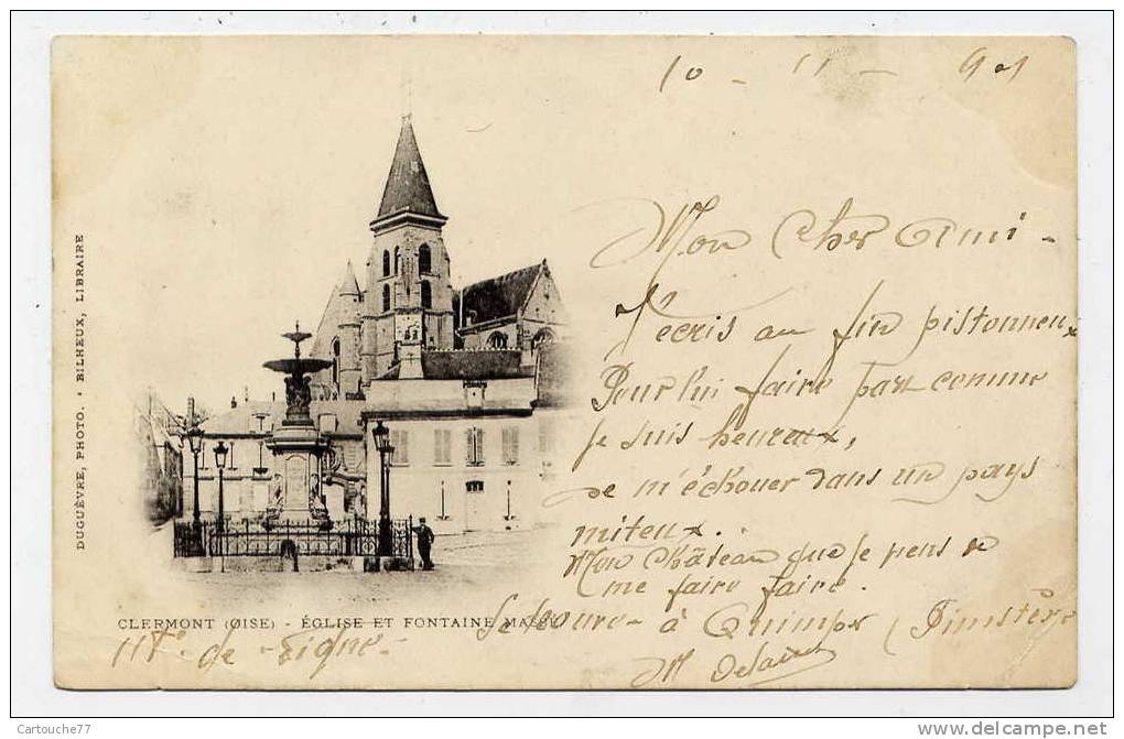 K7 - CLERMONT-de-L´OISE - église Et Fontaine (Jolie Carte Précurseur De 1901) - Clermont