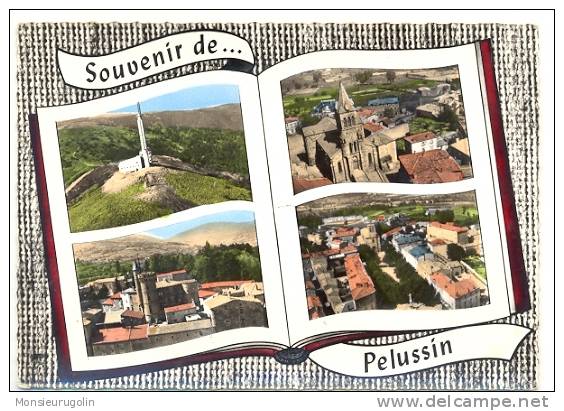 42 ) FL ) Souvenir De PELUSSIN, CPSM Couleur, Multivues Dans Un Faux Livre, émetteur TV Du Mont Pilat, Chateau De Virieu - Pelussin