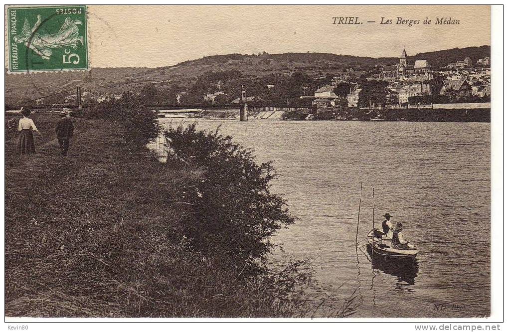 78 TRIEL SUR MER Les Berges De Médan Cpa Animée - Triel Sur Seine