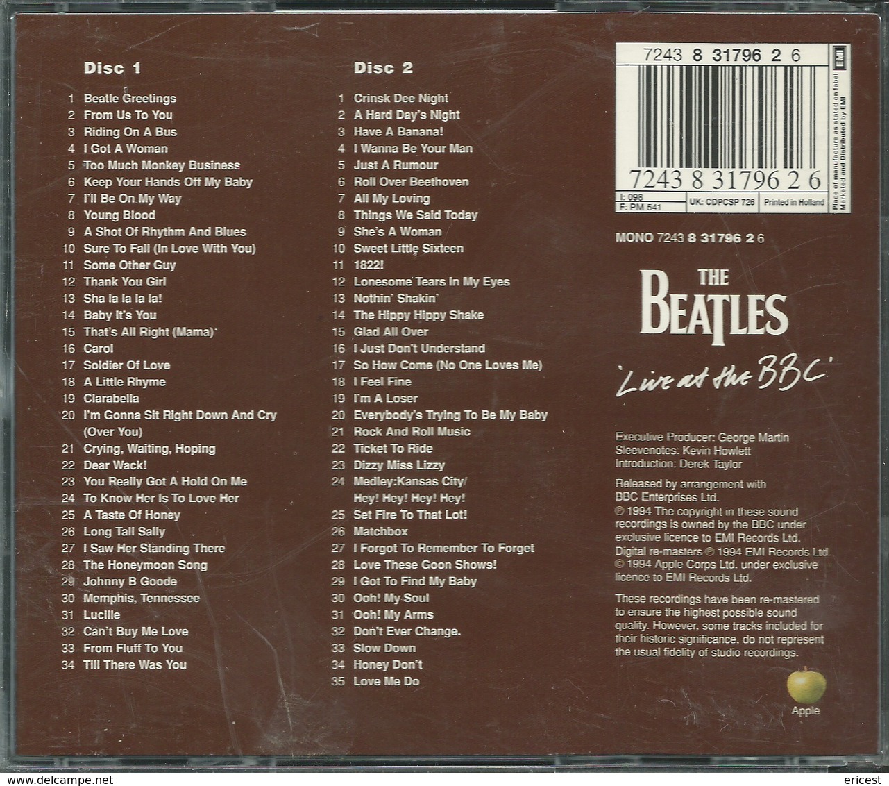 - CD THE BEATLES LIVE AT THE BBC (2CD) - Disco, Pop