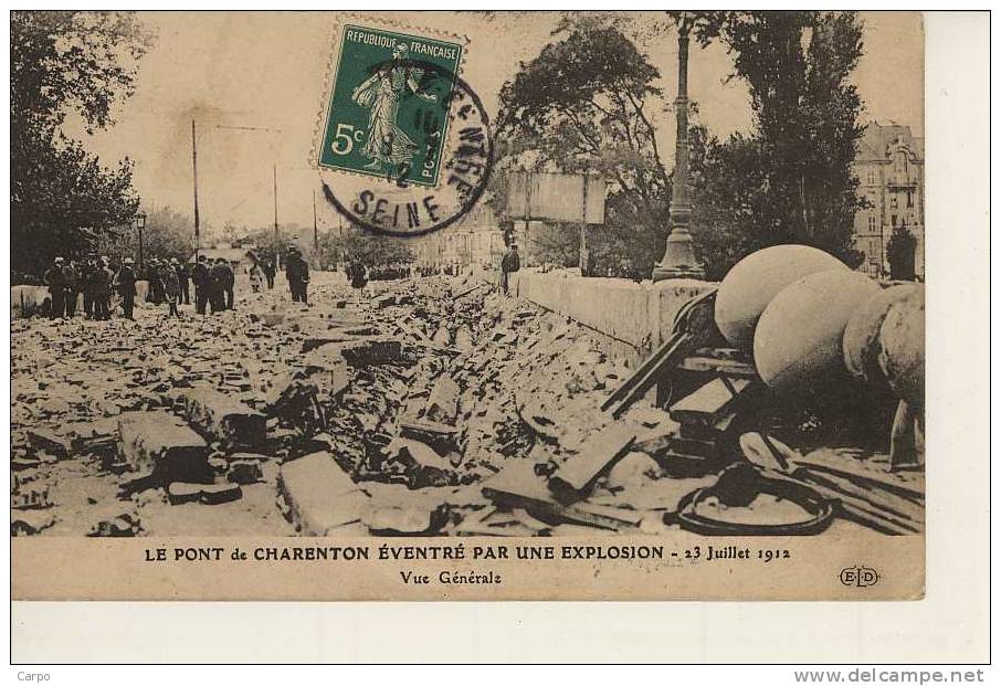 Le Pont De CHARENTON éventré Par Une Explosion - 23 Juillet 1912. - Charenton Le Pont