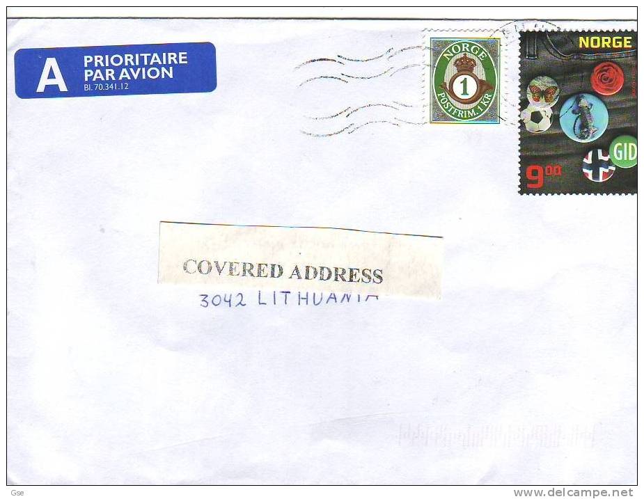NORVEGIA 2004 - Unificato  1458 - Lettera Per La Lithuania (farfalle) - Storia Postale