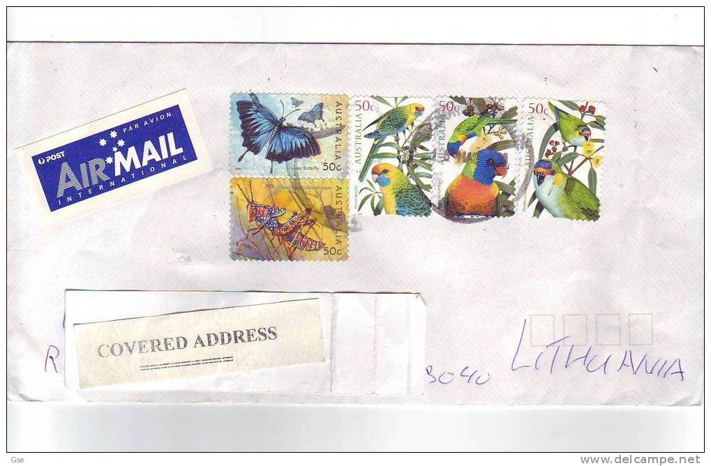 AUSTRALIA 2006 - Lettera Per La Lituania - Farfalle E Uccelli - Bolli E Annullamenti