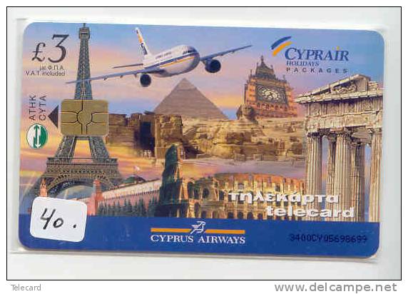 Télécarte CYPRUS (40) Airplane Vliegtuig Aeroplane CYPRAIR CYPRUS AIRWAYS Eifel Phonecard - Chypre