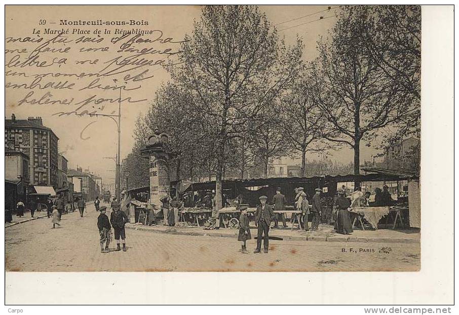 MONTREUIL - Le Marché Place De La République. - Montreuil