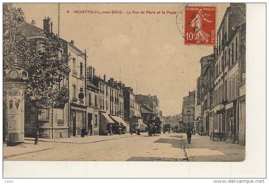 MONTREUIL - La Rue De Paris Et La Poste. - Montreuil