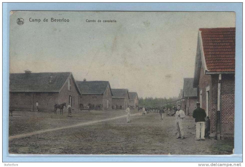 BEVERLO  Carres De Cavalerie , Paarden, Soldaten , Militair , Mooi Ingekleurde Kaart Verzonden 1912 - Autres & Non Classés