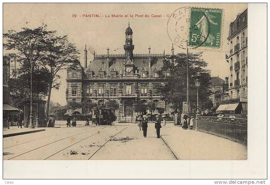 PANTIN - La Mairie Et Le Pont Du Canal. - Pantin