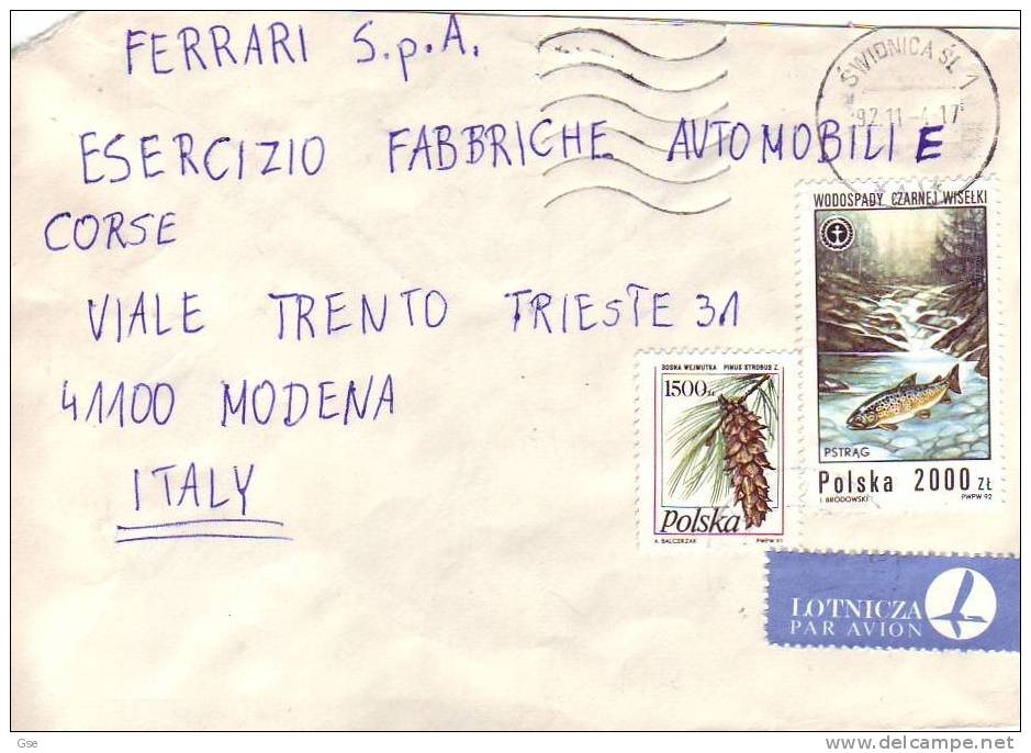 POLONIA 1992 - Lettera Per L'Italia - Pesce - Brieven En Documenten