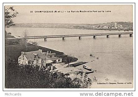 CPA 49 CHAMPTOCEAUX - Le Port Du Moulin Et Le Pont Sur La Loire - Champtoceaux