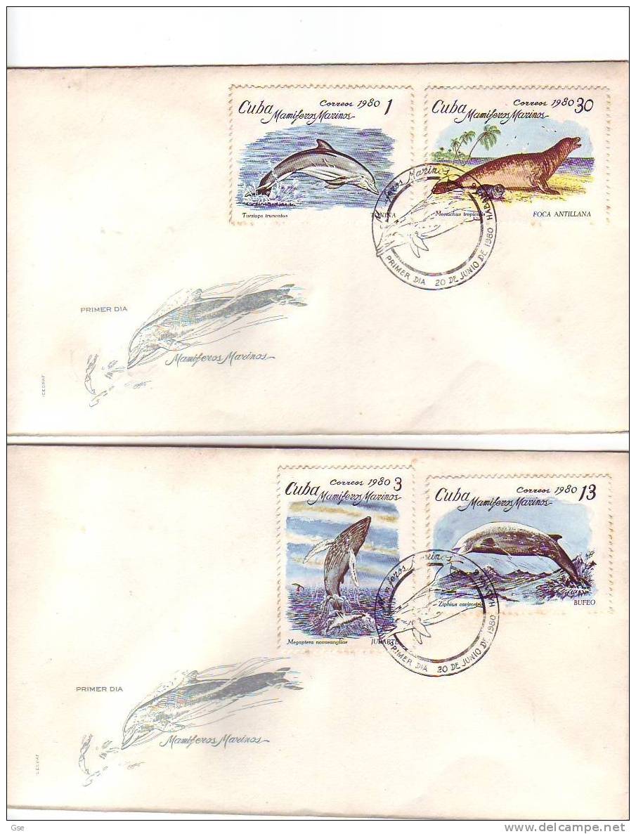 CUBA 1980 - Yvert 2197/000 - FDC - Annullo Speciale Illustrato - Dolphins