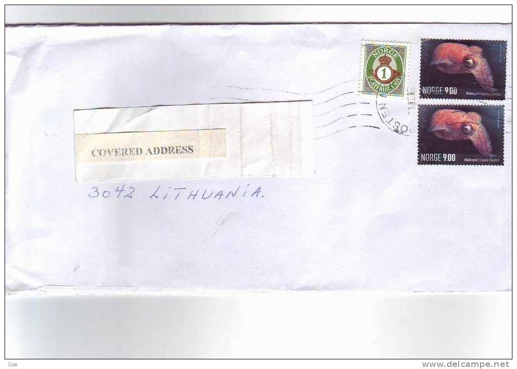 NORVEGIA 2005 - Busta Per La Lituania - Animali  Marini - Brieven En Documenten