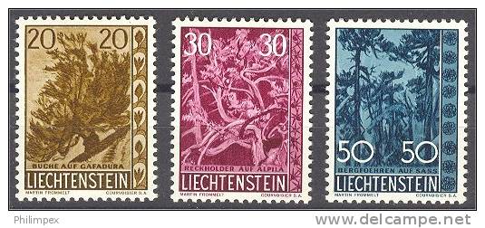 LIECHTENSTEIN, TREES 1960 , FULL SET,  UNUSED LIGHT HINGED - Neufs