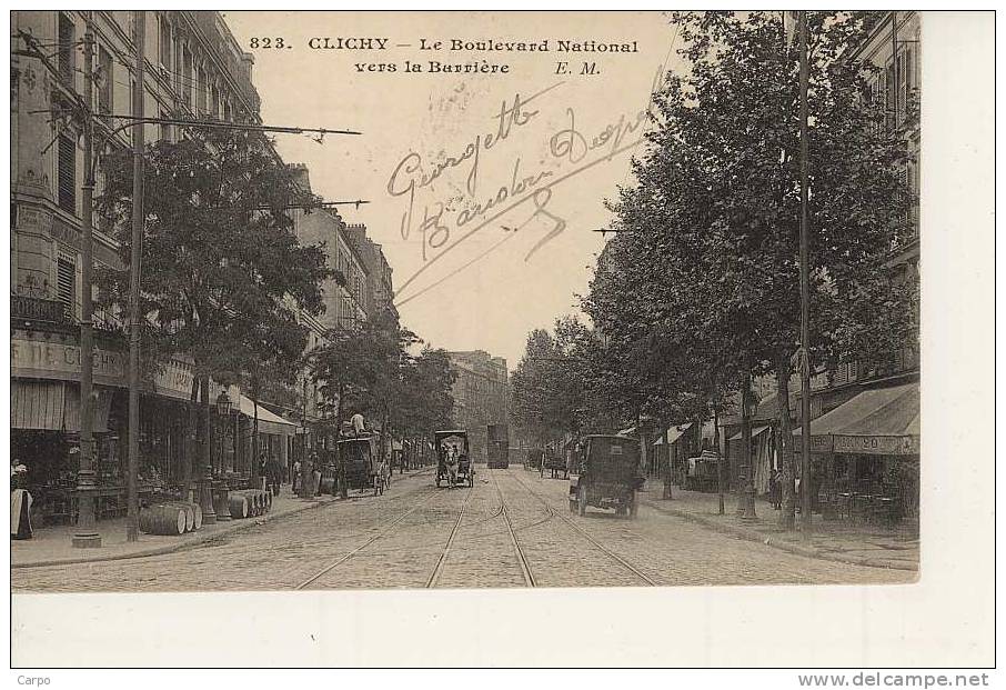 CLICHY - Le Boulevard National Vers La Barrière. - Clichy