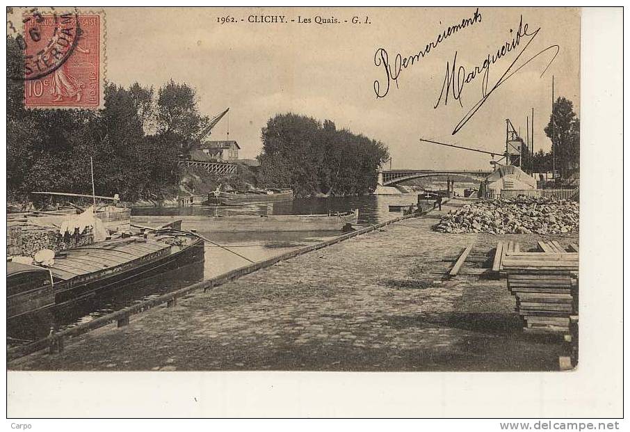 CLICHY - Les Quais.(péniche) - Clichy