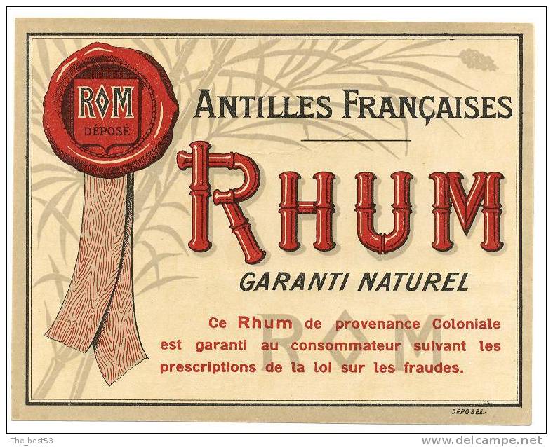 Etiquette De  Rhum  Antilles Françaises  -  ROM - Rhum