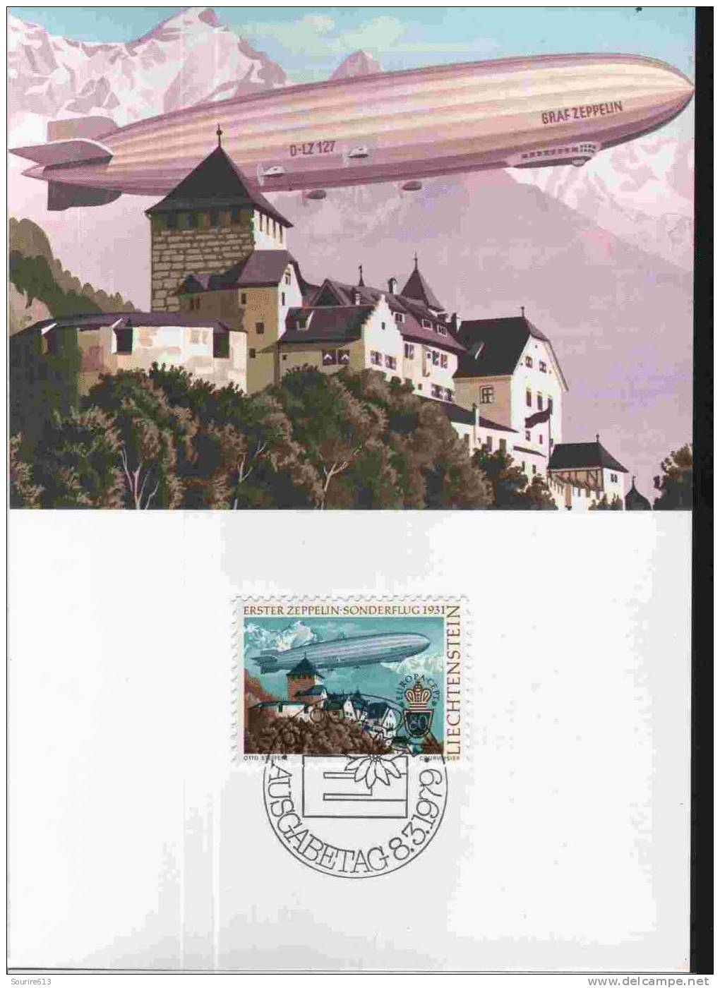 CPJ Liechtenstein 1979 Zeppelins Au-dessus Du Château De Vaduz - Zeppeline