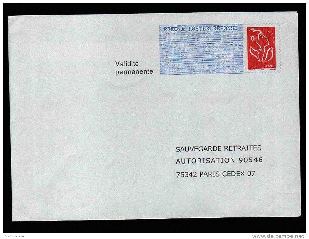 Entier Postal PAP Réponse Sauvegarde Retraites Paris Autorisation 90546 N° Au Dos: 0500114 - Prêts-à-poster: Réponse /Lamouche