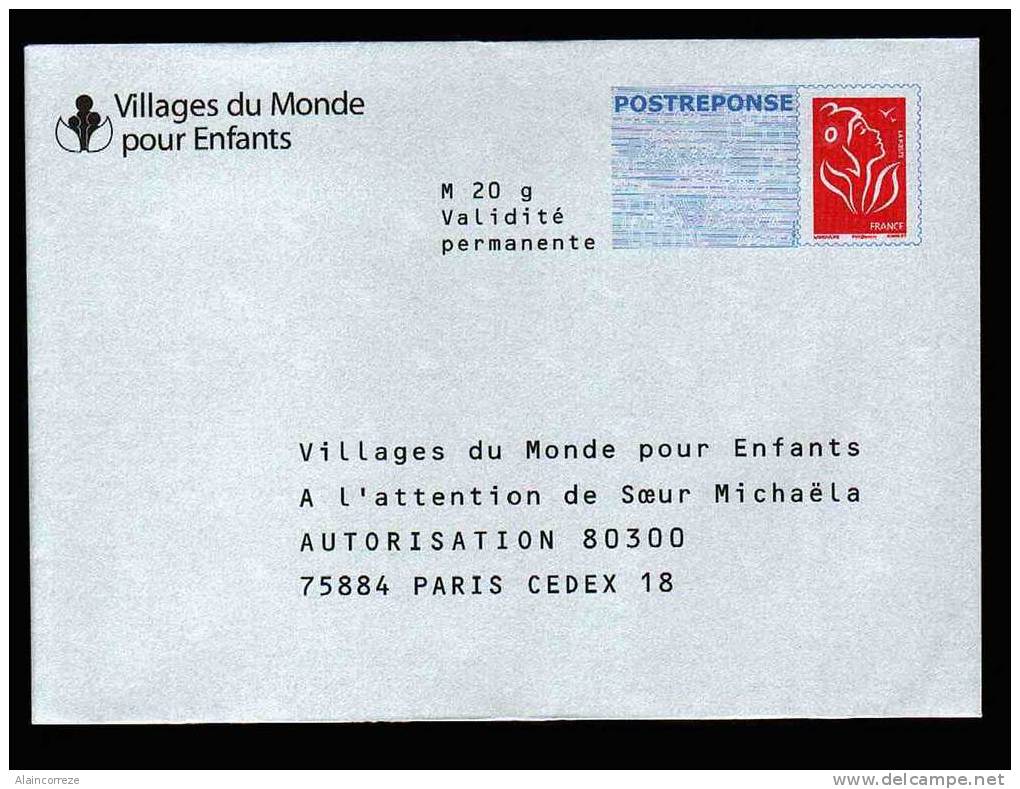 Entier Postal PAP Réponse Paris Villages Du Monde Pour Enfants Autorisation 80300 N° Au Dos: 06P636 - Prêts-à-poster:Answer/Lamouche